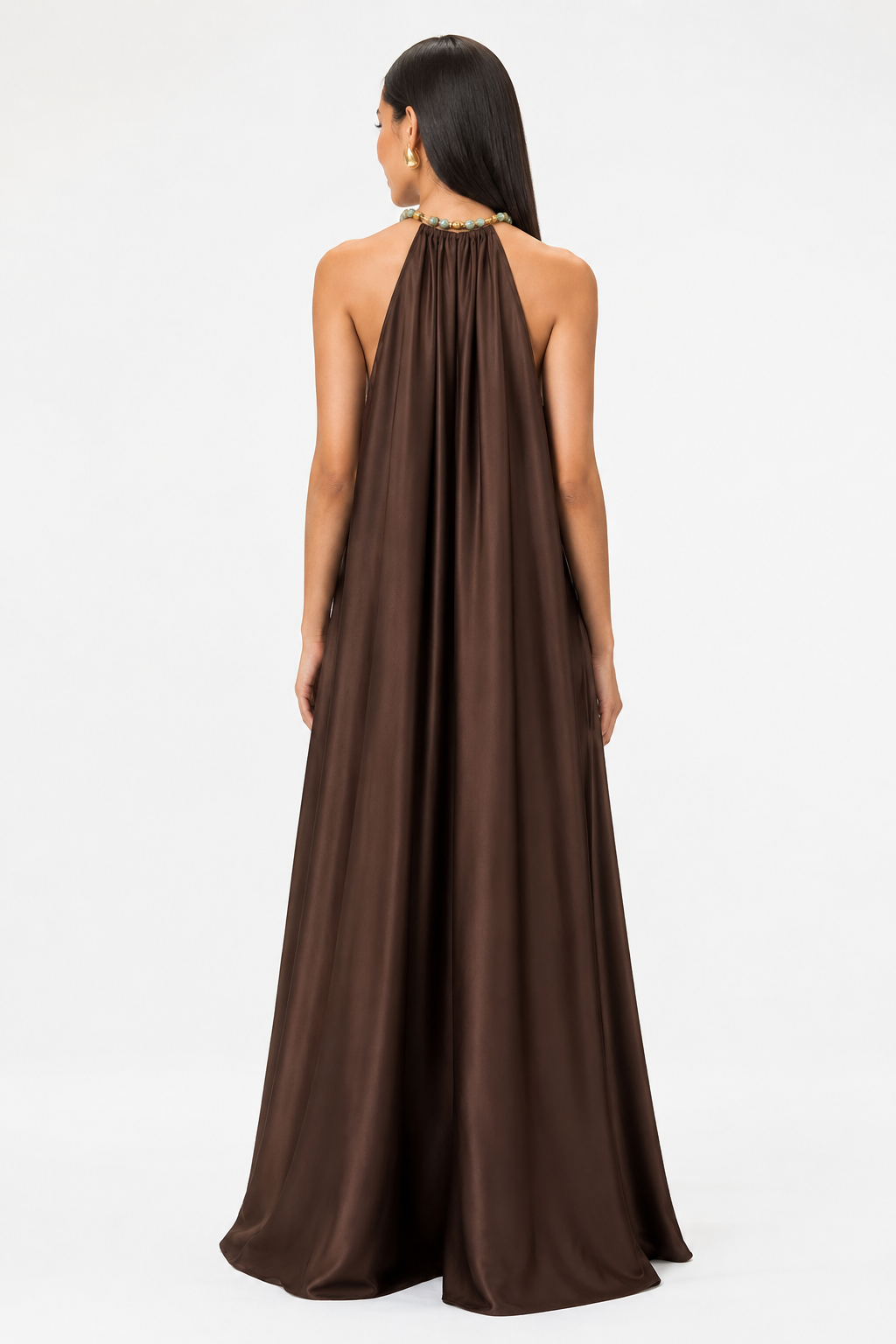 Alina Chocolate Halter Dress