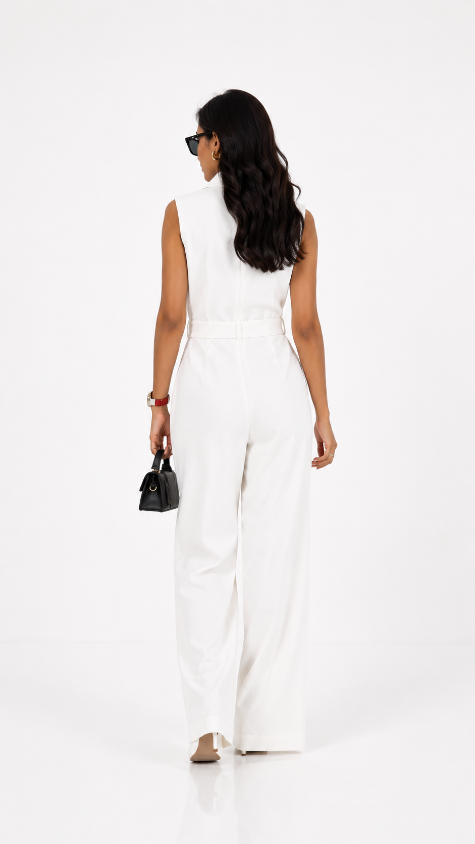 Alea White Tailored Wide Leg Jumpsuit
