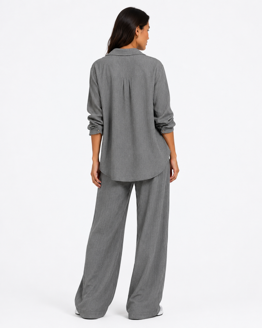 Lena Grey Relaxed Fit Pants Set