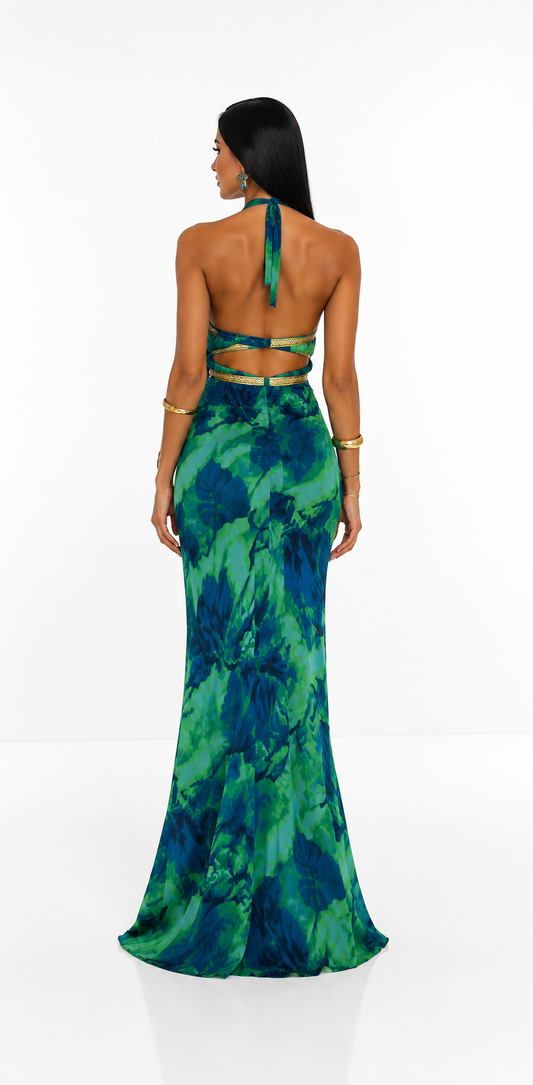 Marlowe Emerald Halter Maxi Dress