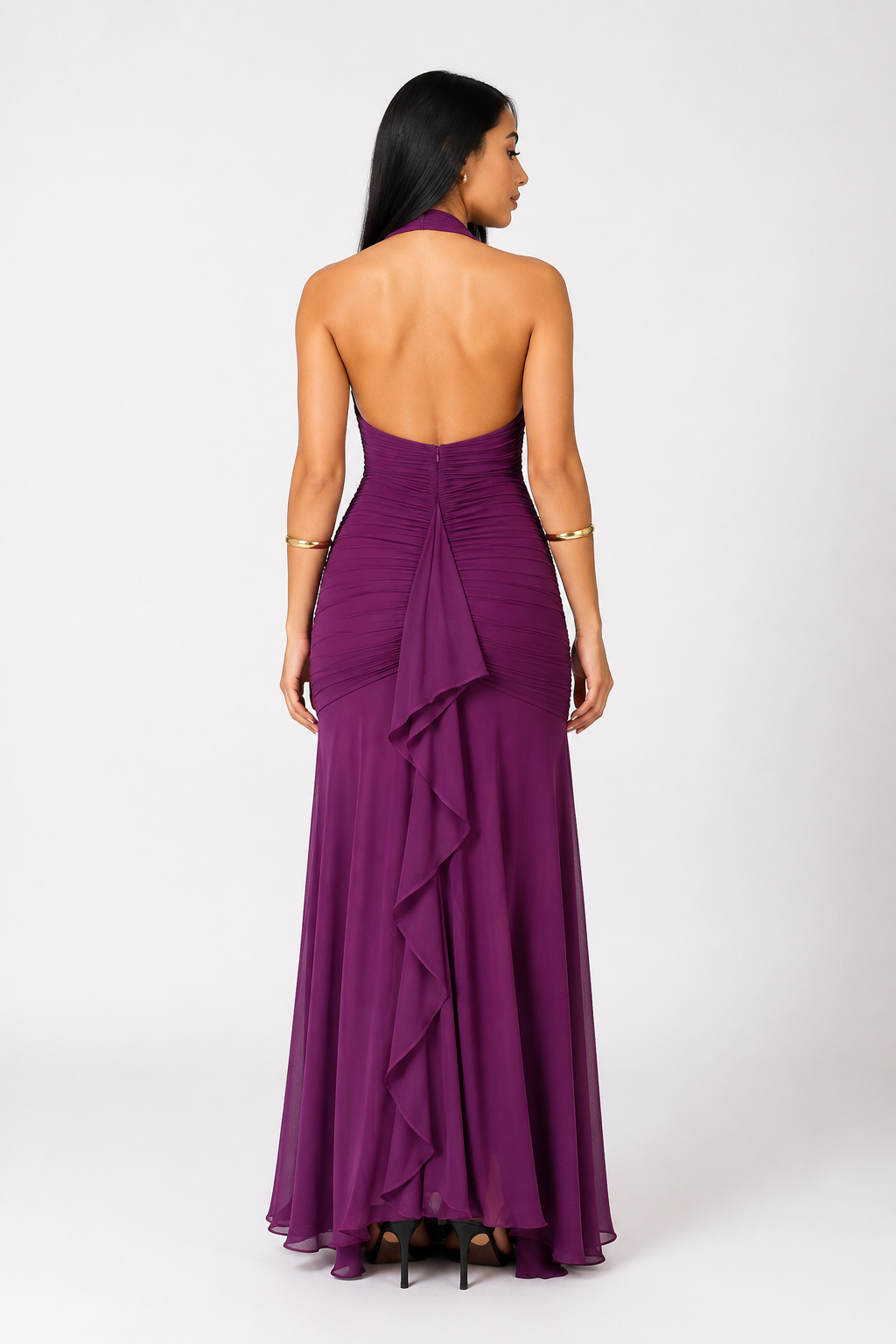 Selma Plum Ruffle Maxi Dress