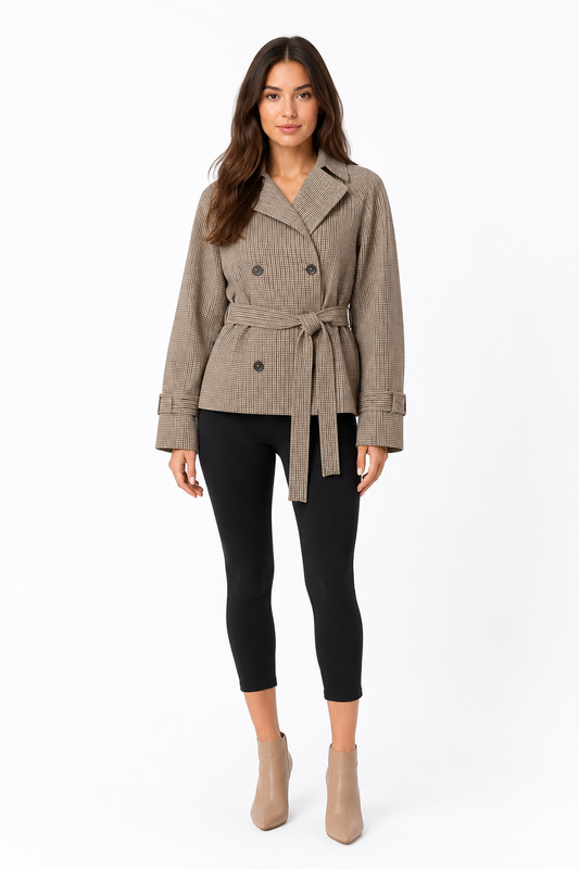 Nyla Camille Check Belted Jacket