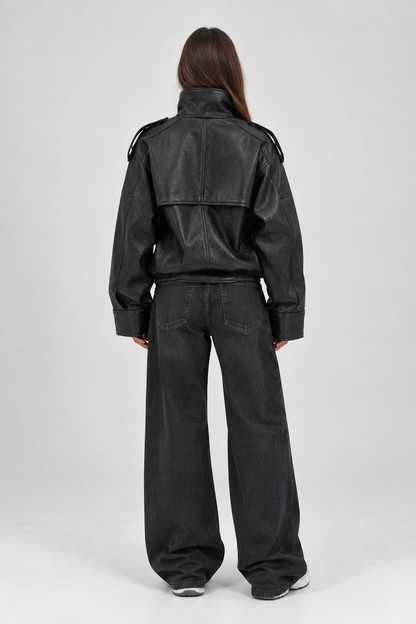 Vela Oversized Leather Jacket