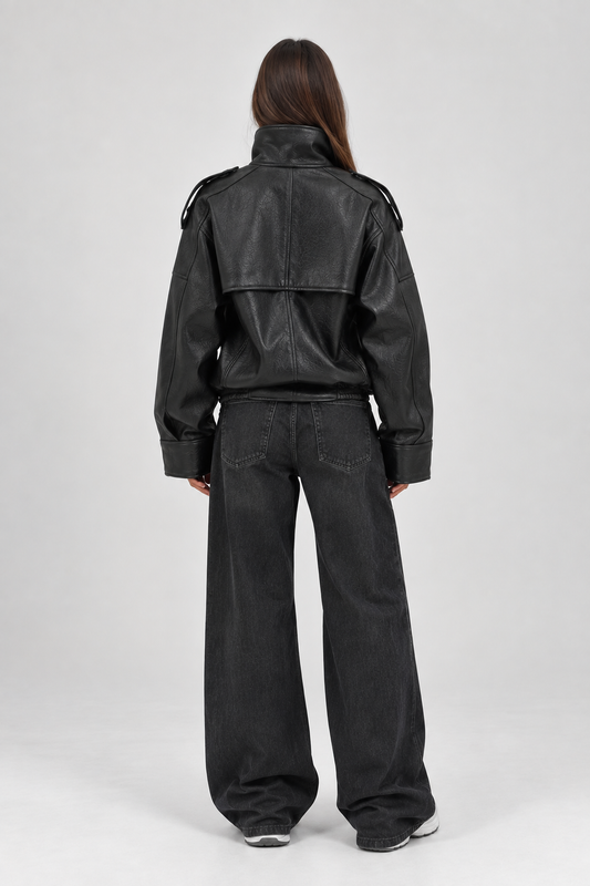 Vela Oversized Leather Jacket