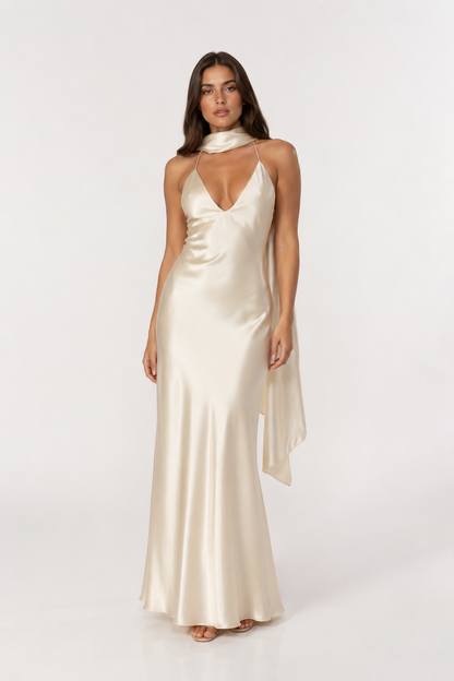 Elara Satin Scarf Dress