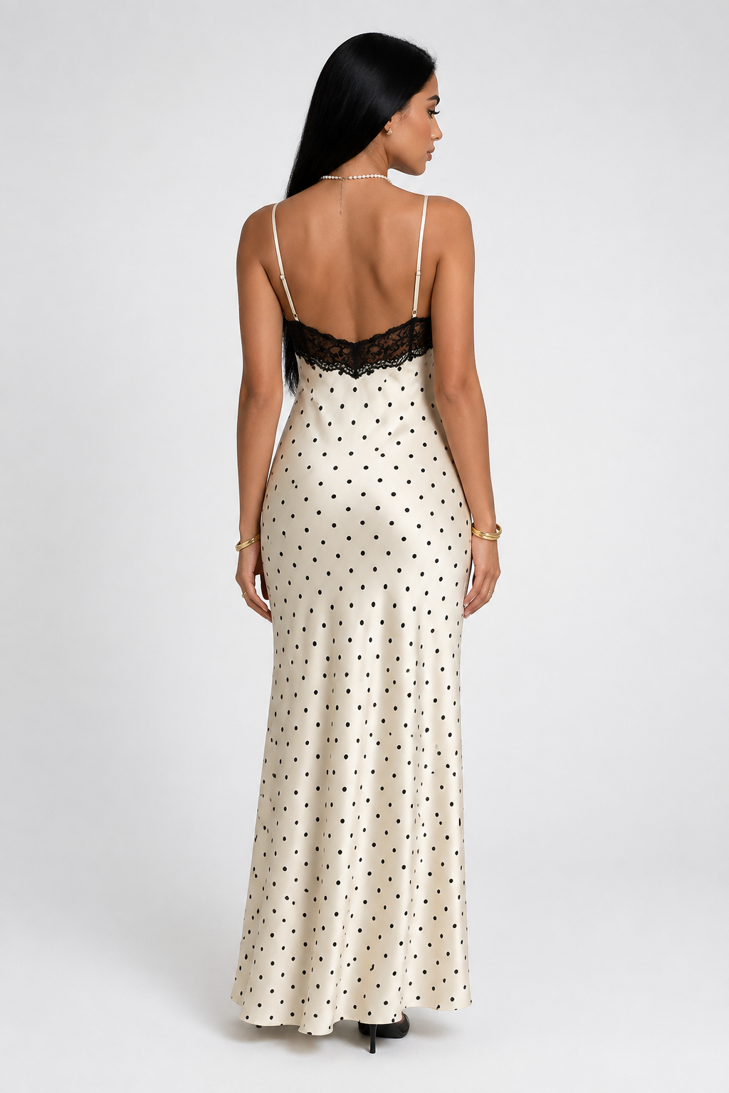 Nelia Polka Lace Maxi Dress