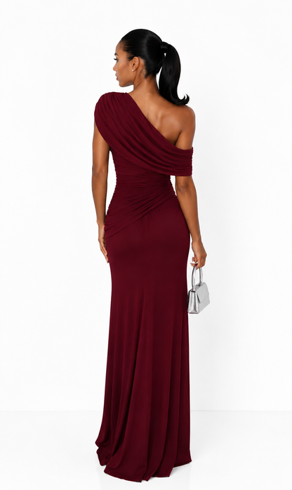Zoya Elegant Burgundy Maxi Dress