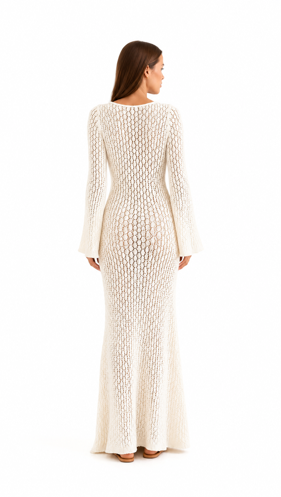 Seren Cream Crochet Beach Cover-Up Dress