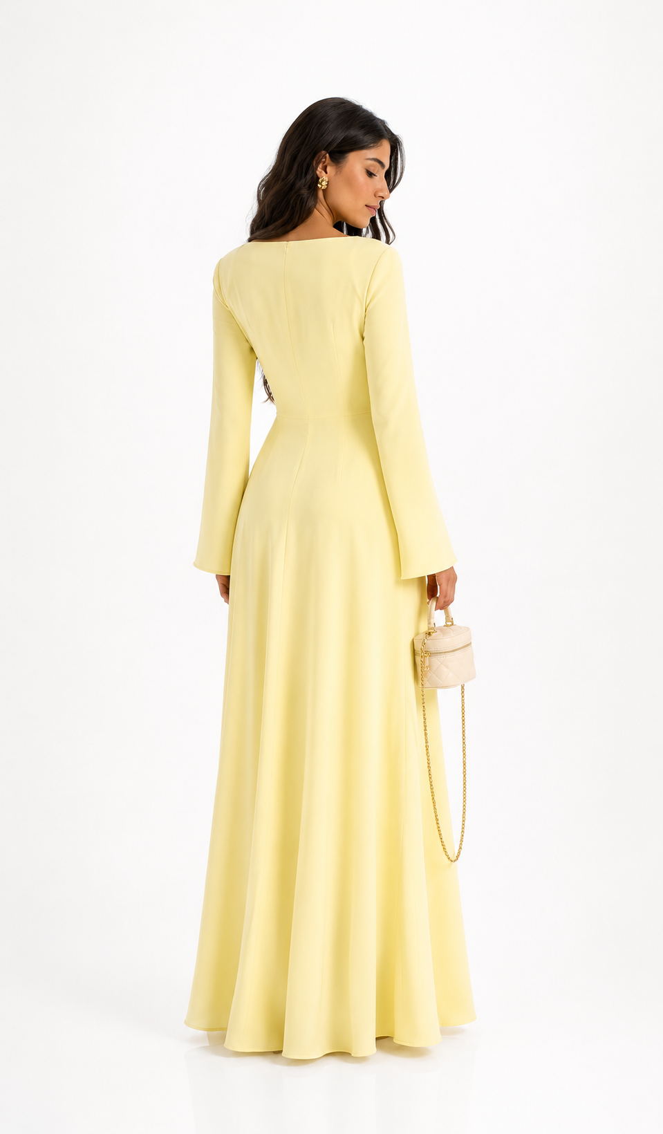 Nadine Butter Yellow Long Sleeve Maxi Dress