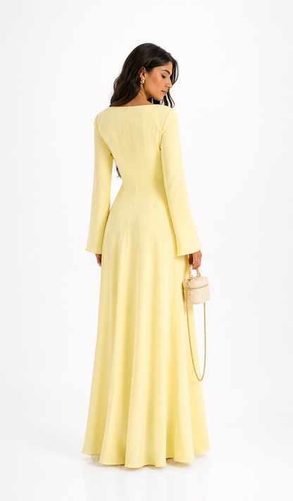 Nadine Butter Yellow Long Sleeve Maxi Dress