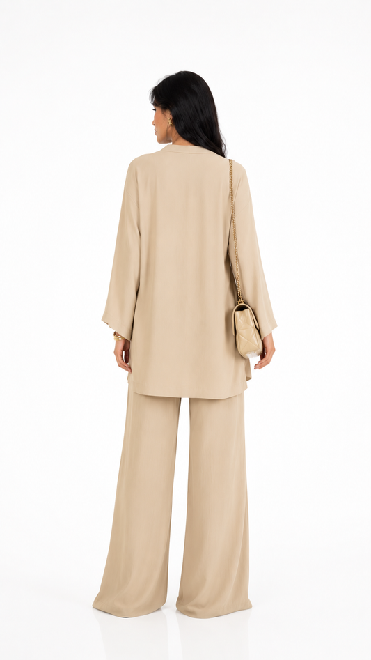 Liana Beach Kimono & Wide Leg Pants Set