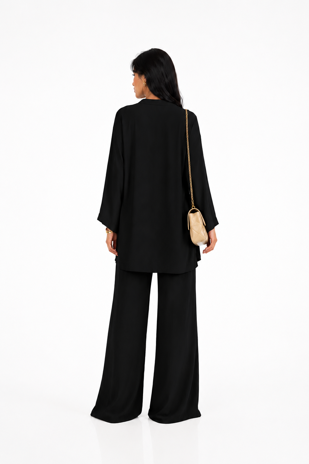 Celia Noir Kimono & Wide Leg Pants Set