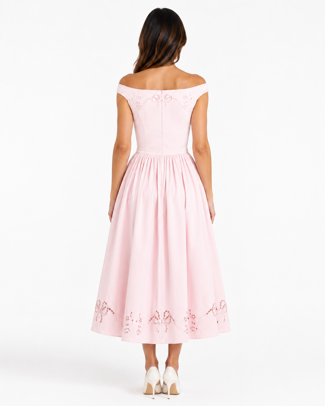 Aria Blush Pink Off-Shoulder Midi Dress
