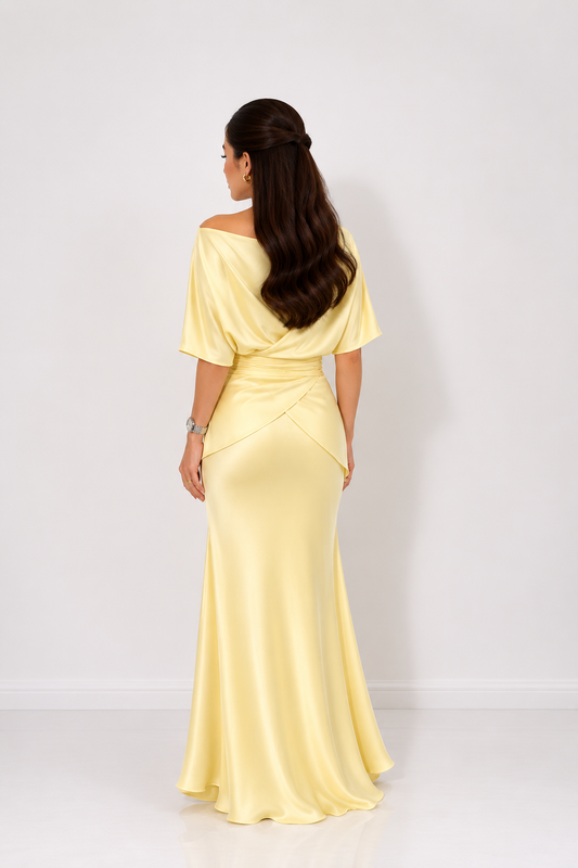 Solea Soft Yellow Wrap Detail Maxi Dress