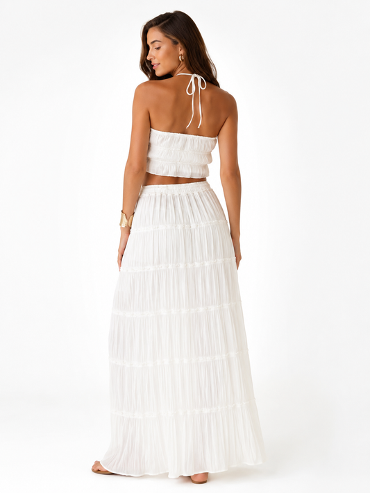 Mara White Halter Top Set