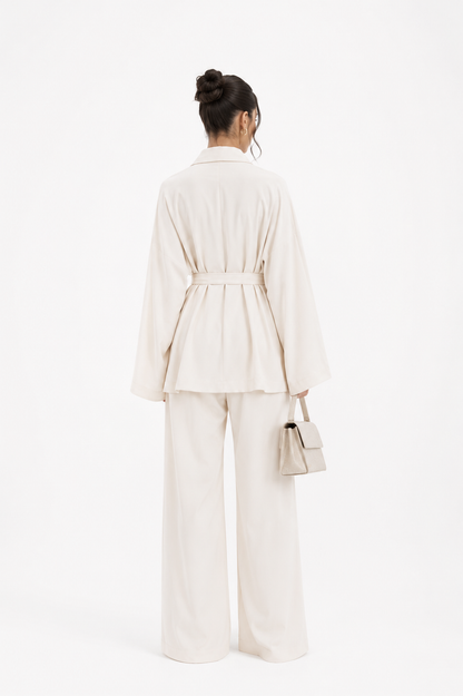 Solene Ivory Satin Look Co-Ord Set
