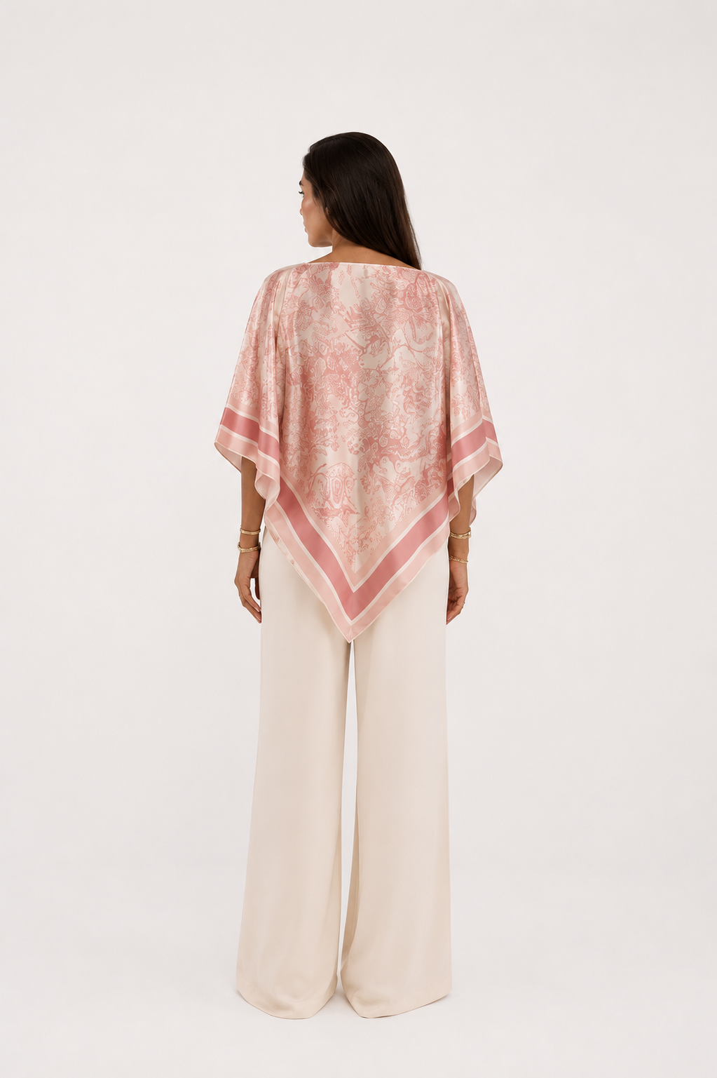 Yara Pink Paisley Poncho Top