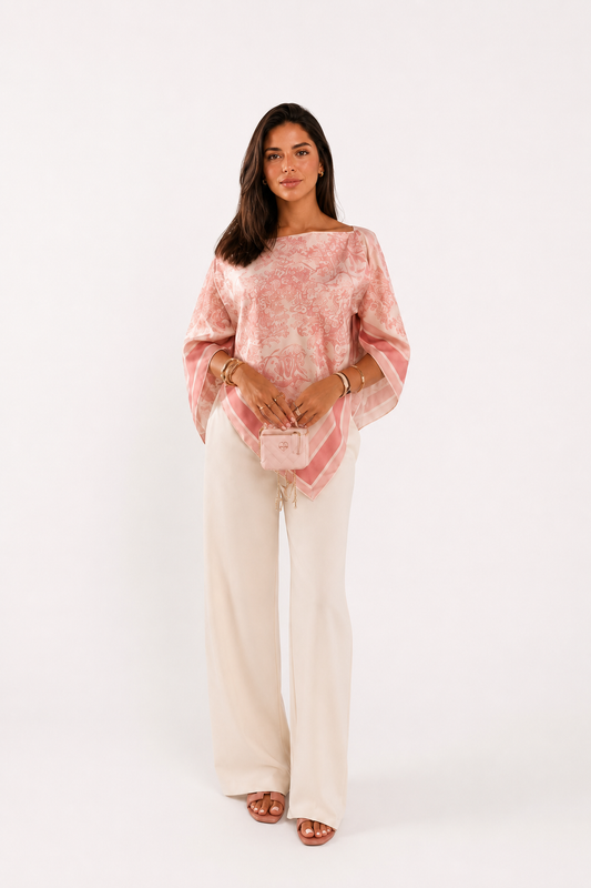 Yara Pink Paisley Poncho Top
