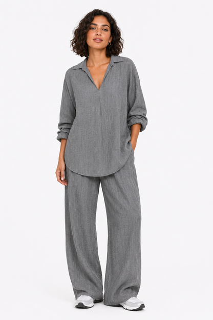 Lena Grey Relaxed Fit Pants Set