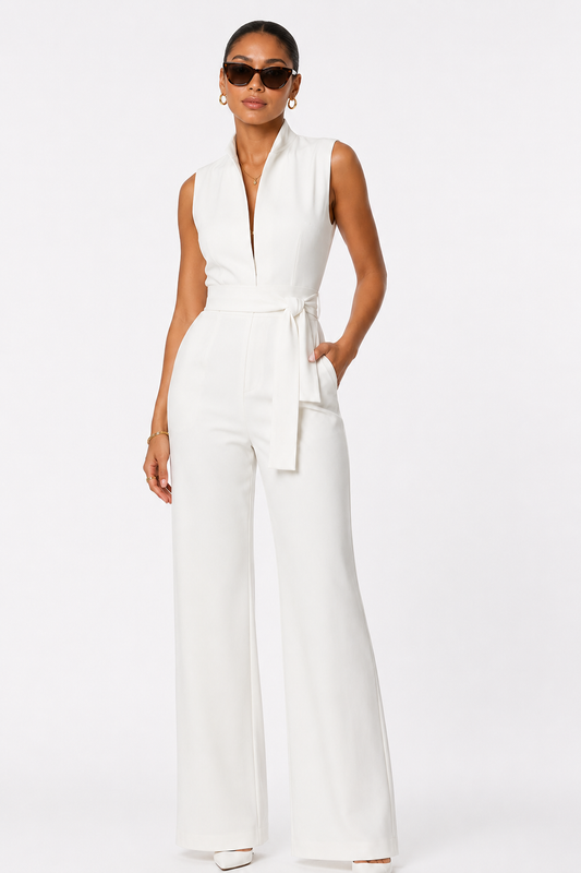 Celeste Ivory Tailored Wide Leg Jumpsuit