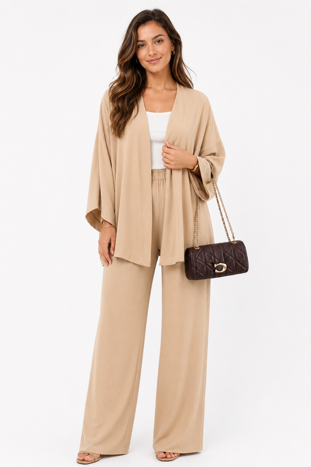 Liana Beach Kimono & Wide Leg Pants Set