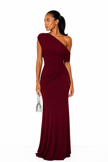 Zoya Elegant Burgundy Maxi Dress