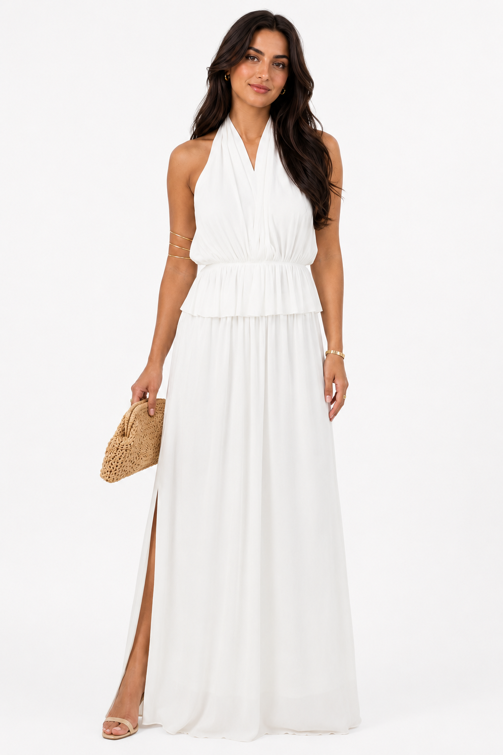 Elodie Ivory Slit Dress