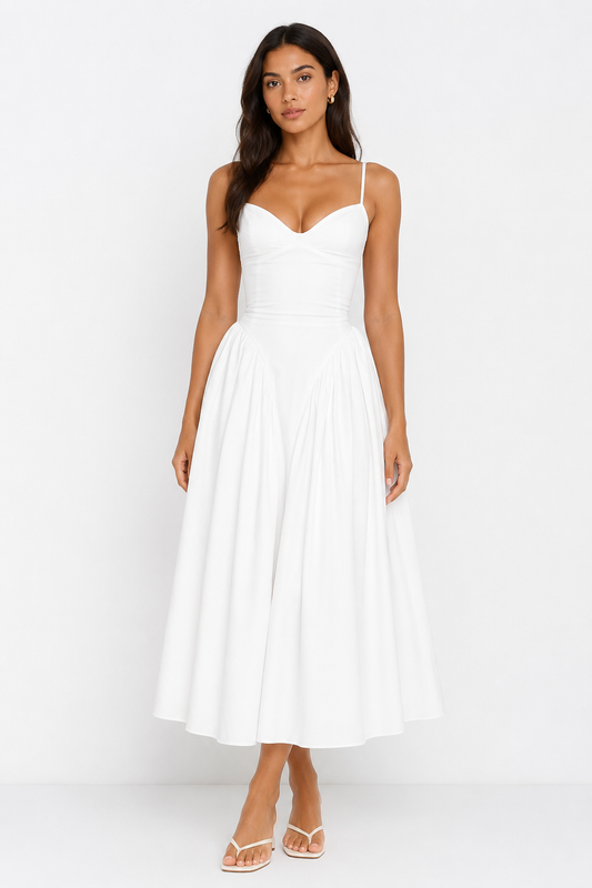 Soraya White Midi Dress