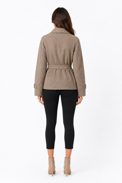 Nyla Camille Check Belted Jacket