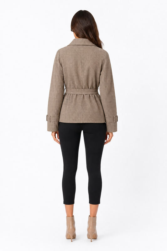 Nyla Camille Check Belted Jacket