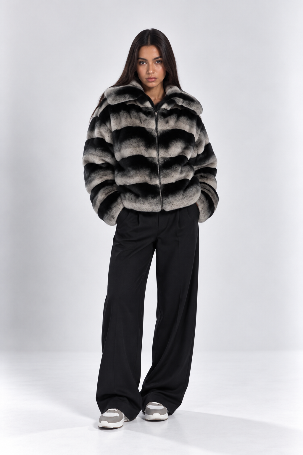 Celia Noir Frost Faux Fur Jacket