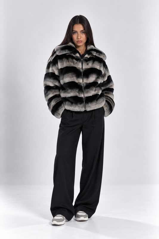 Celia Noir Frost Faux Fur Jacket