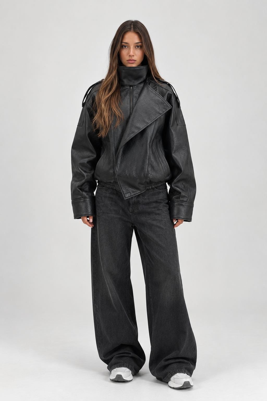 Vela Oversized Leather Jacket