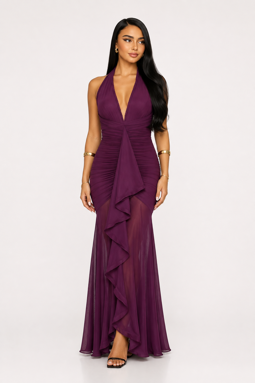 Selma Plum Ruffle Maxi Dress
