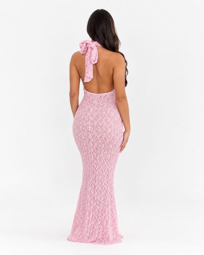 Nayla Pink Halter Maxi Dress